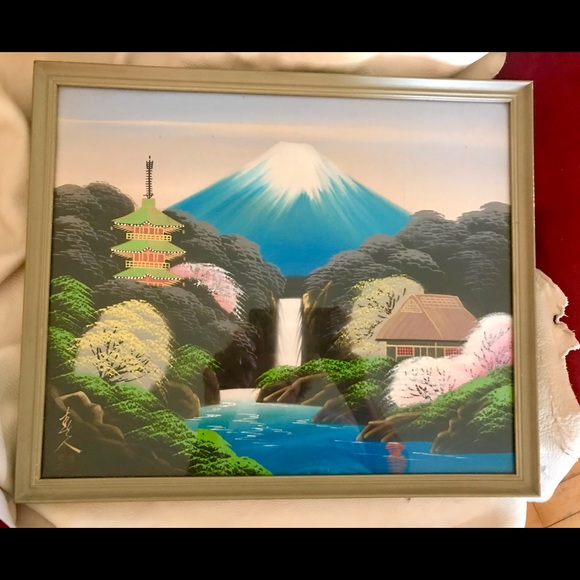Other - Vintage60’s Japanese Mountain with Waterfall Print